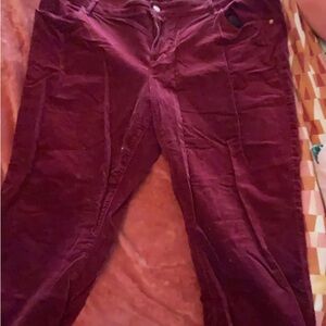 Old Navy Women's Deep Red Straight Leg Jeans- light corduroy velvet